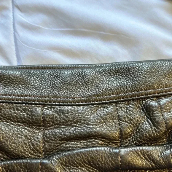Cole Haan Bronze Brown Soft Pebbled Leather Ruched Shoulder Purse - Picture 3 of 6